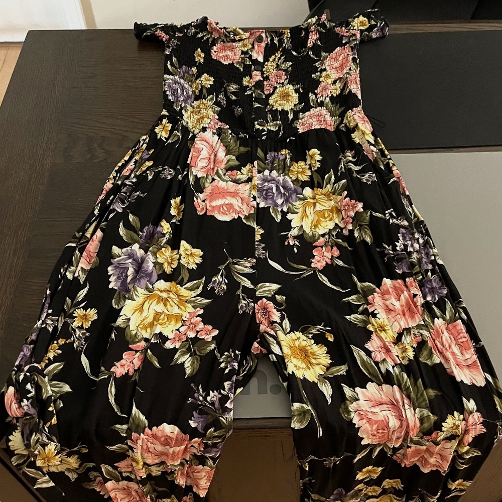 Navena Rae Black and Floral Jumpsuit L